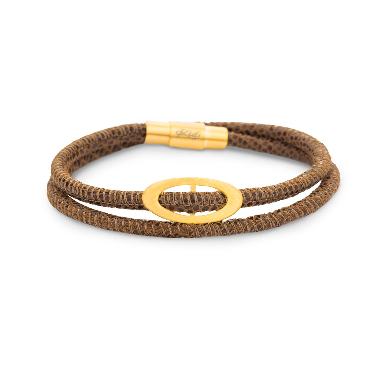 دستبند چرم و طلا  کد BAS063