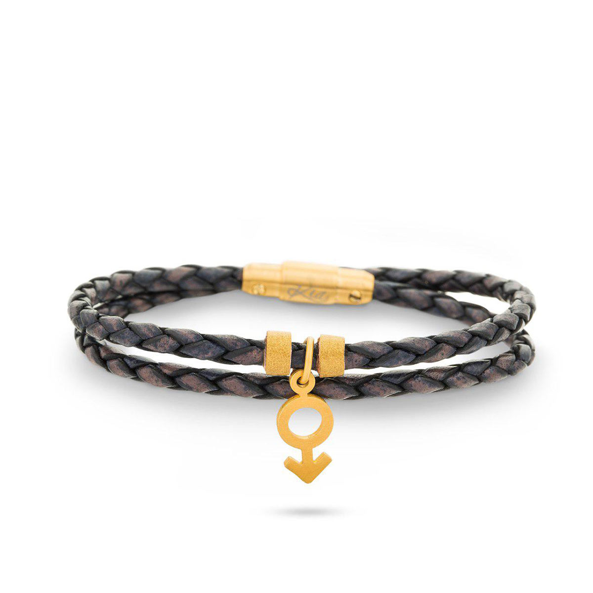 دستبند چرم و طلا  کد BR090