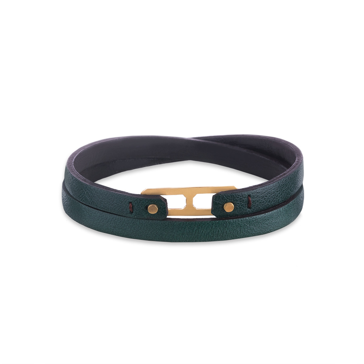 دستبند چرم و طلا  کد BM328