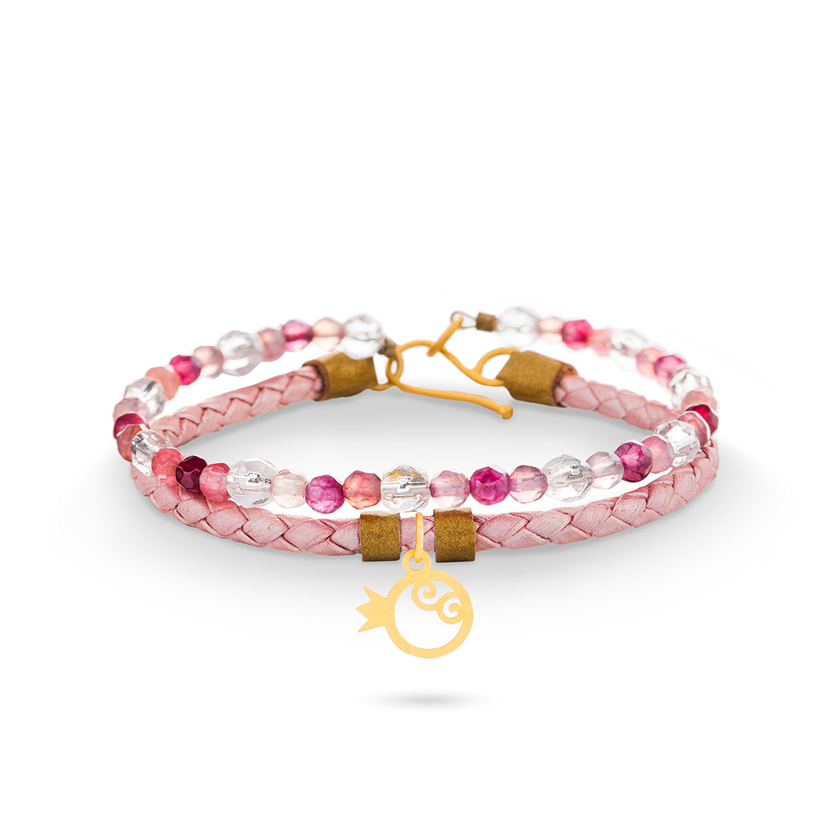 دستبند چرم و طلا  کد BR076-3