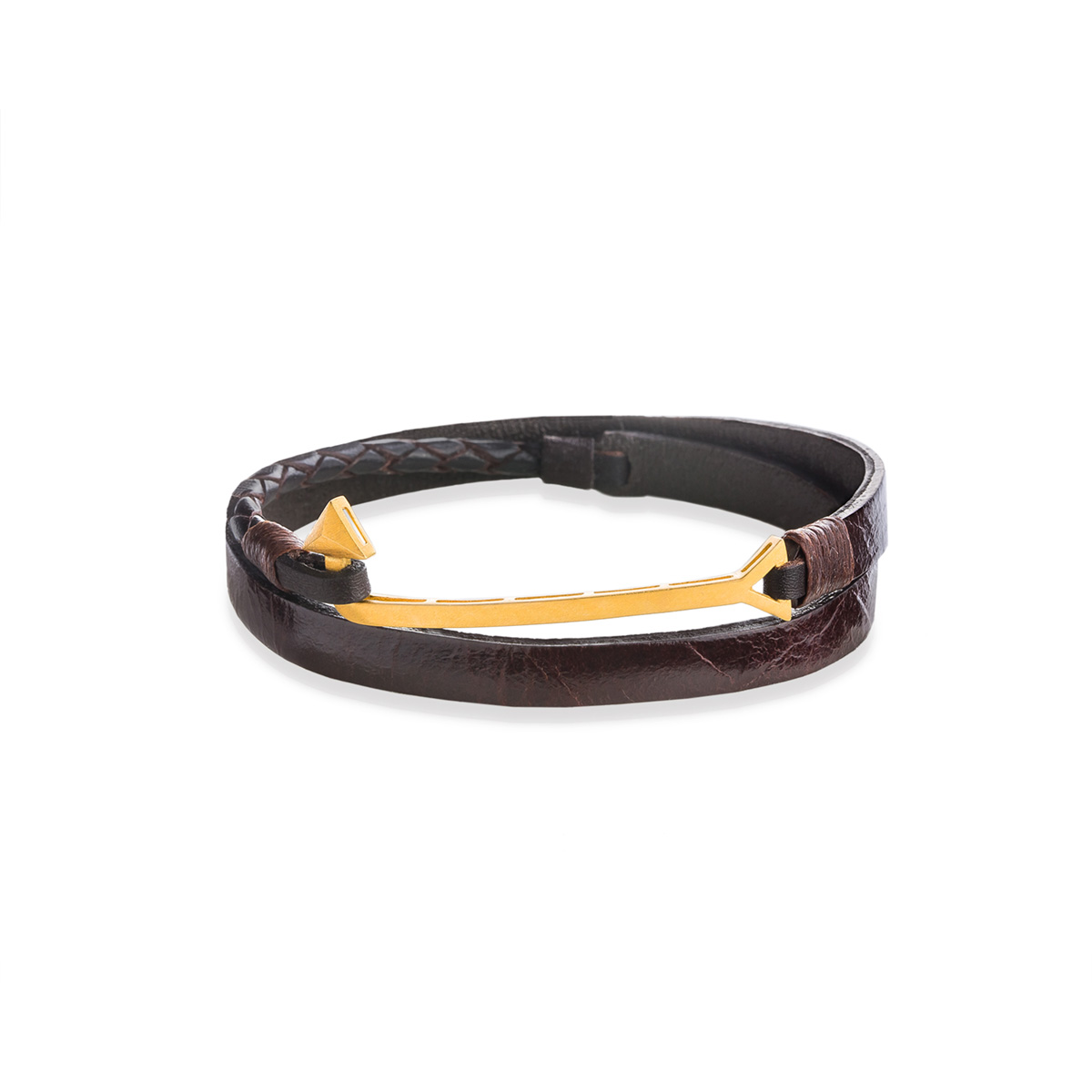 دستبند چرم و طلا  کد BM324