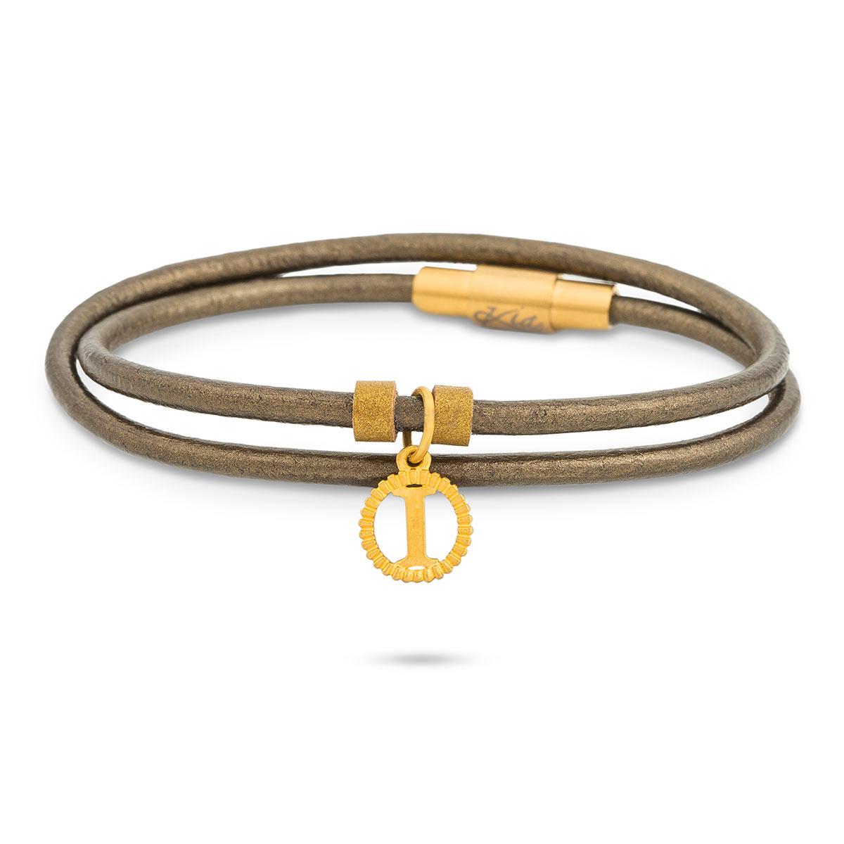 دستبند چرم و طلا  کد BAS069-009