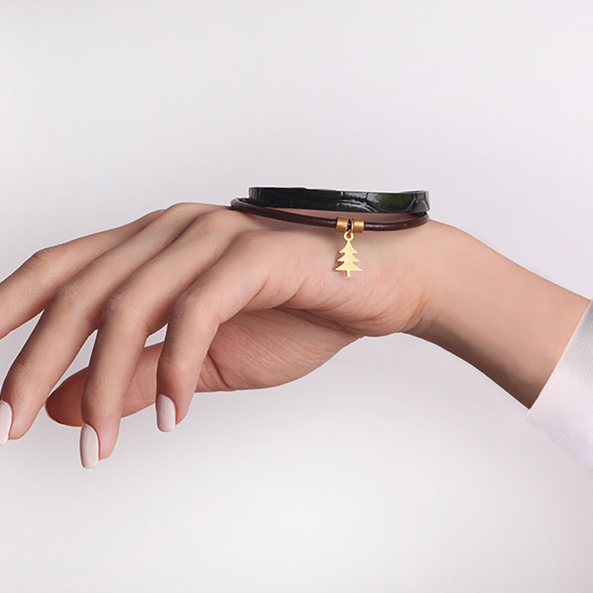 دستبند چرم و طلا  کد BR102-2