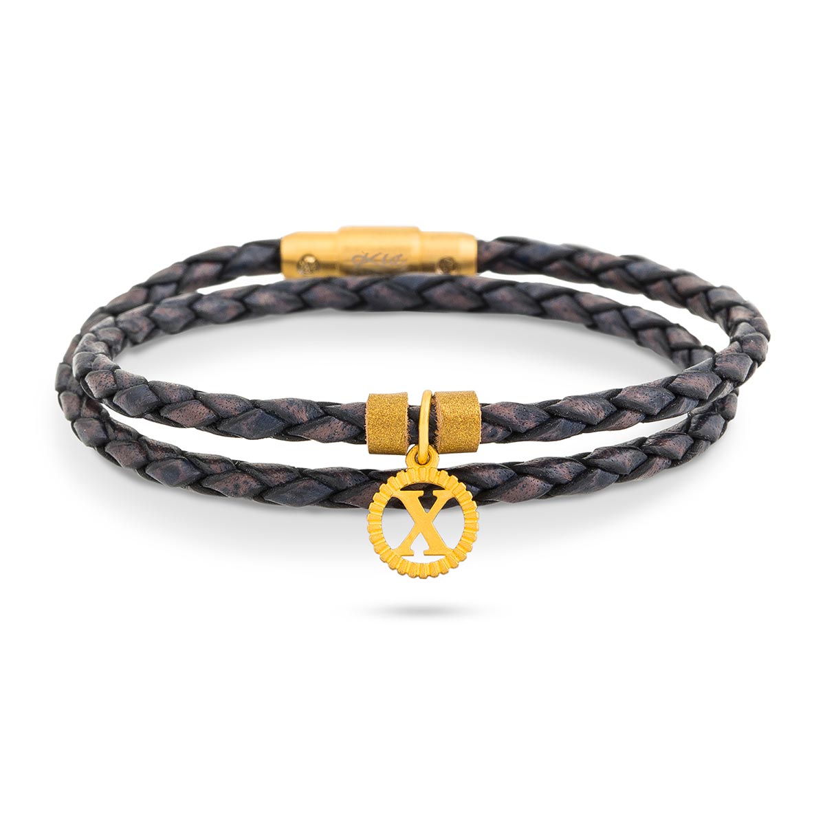 دستبند چرم و طلا  کد BAS069-024