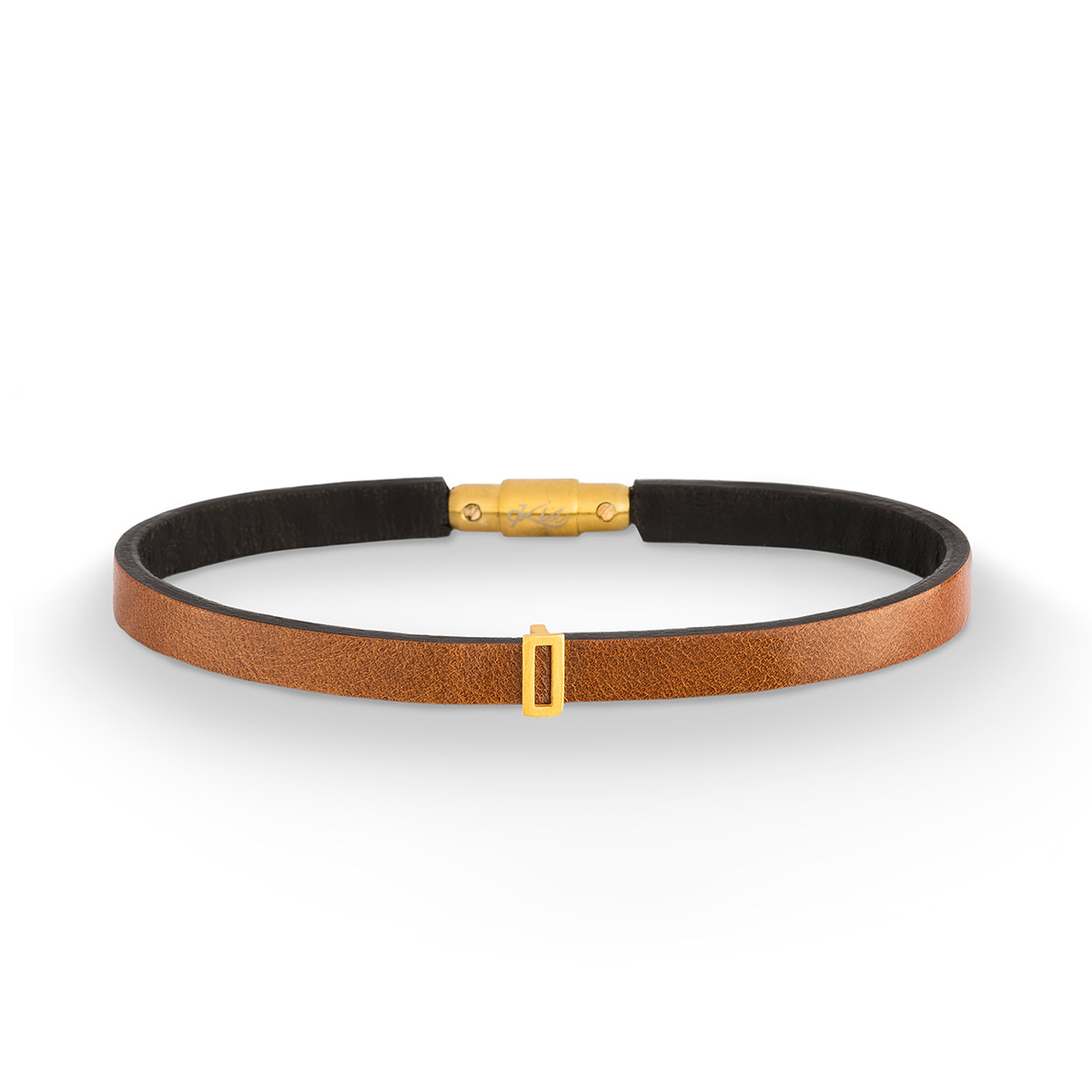 دستبند چرم و طلا  کد BR046-1