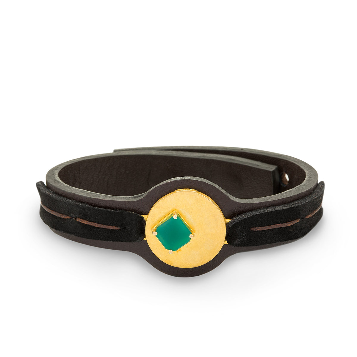 دستبند چرم و طلا  کد BM089