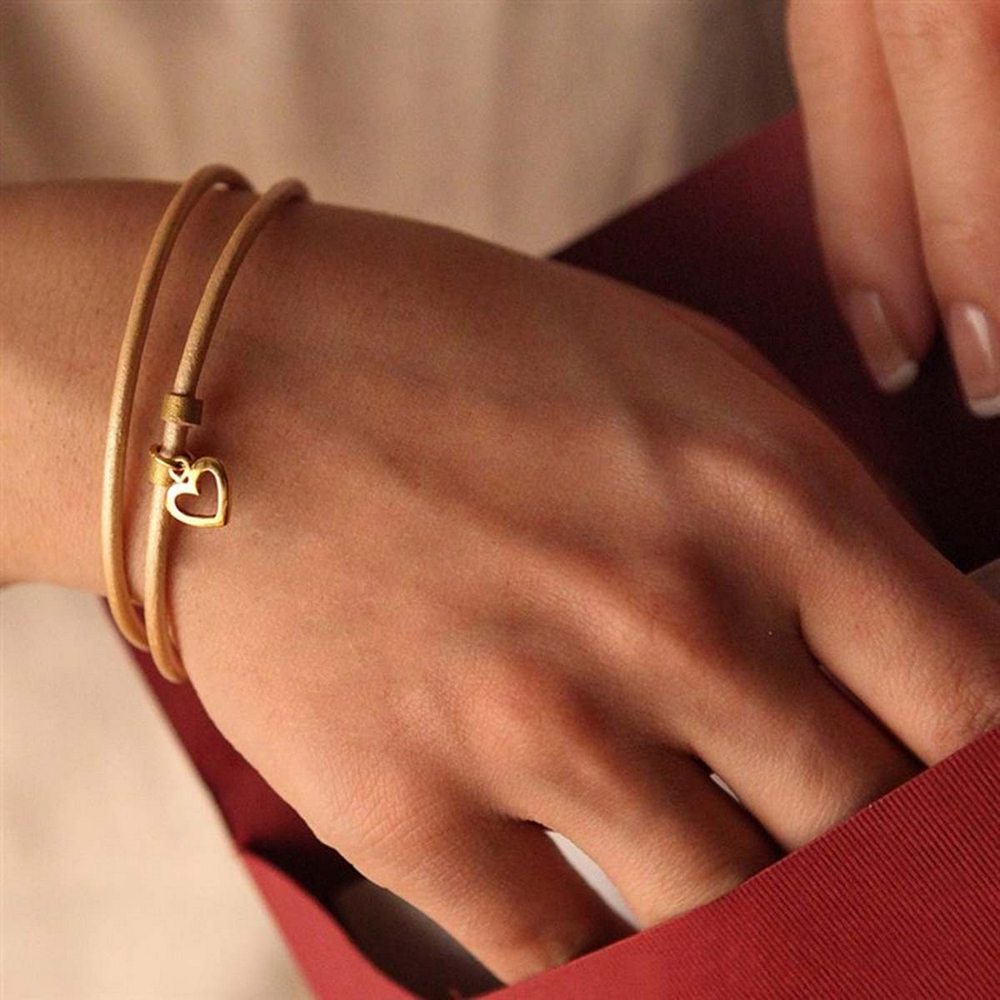 دستبند چرم و طلا  کد BM158