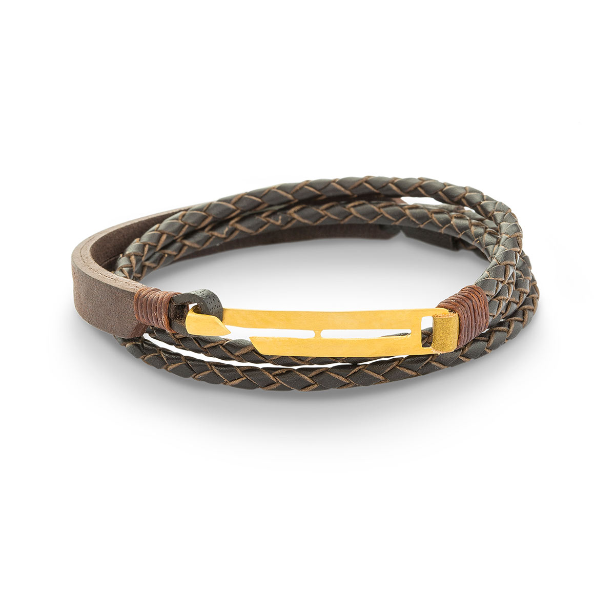 دستبند چرم و طلا  کد BM276