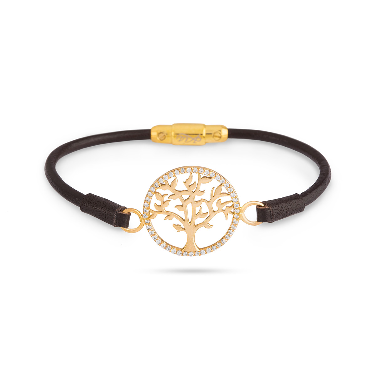 دستبند چرم و طلا  کد BM296