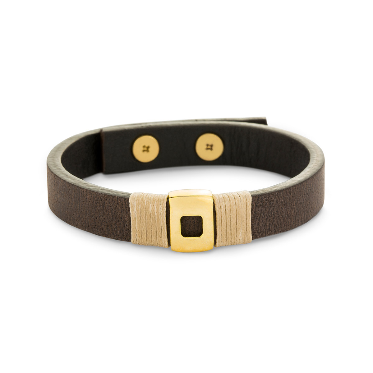 دستبند چرم و طلا  کد BM266