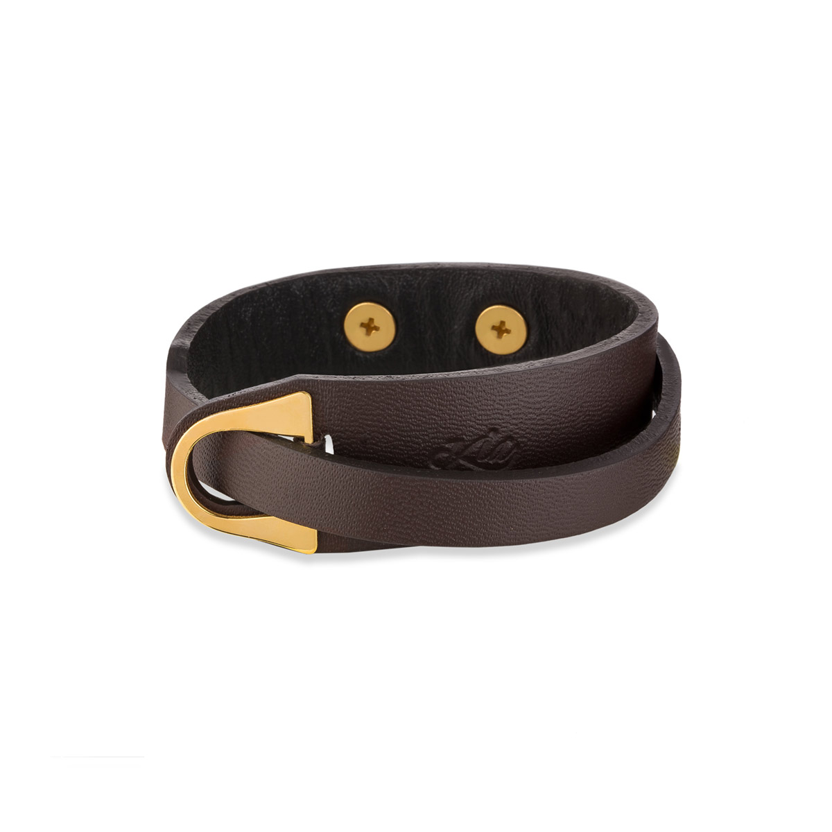 دستبند چرم و طلا  کد BM322