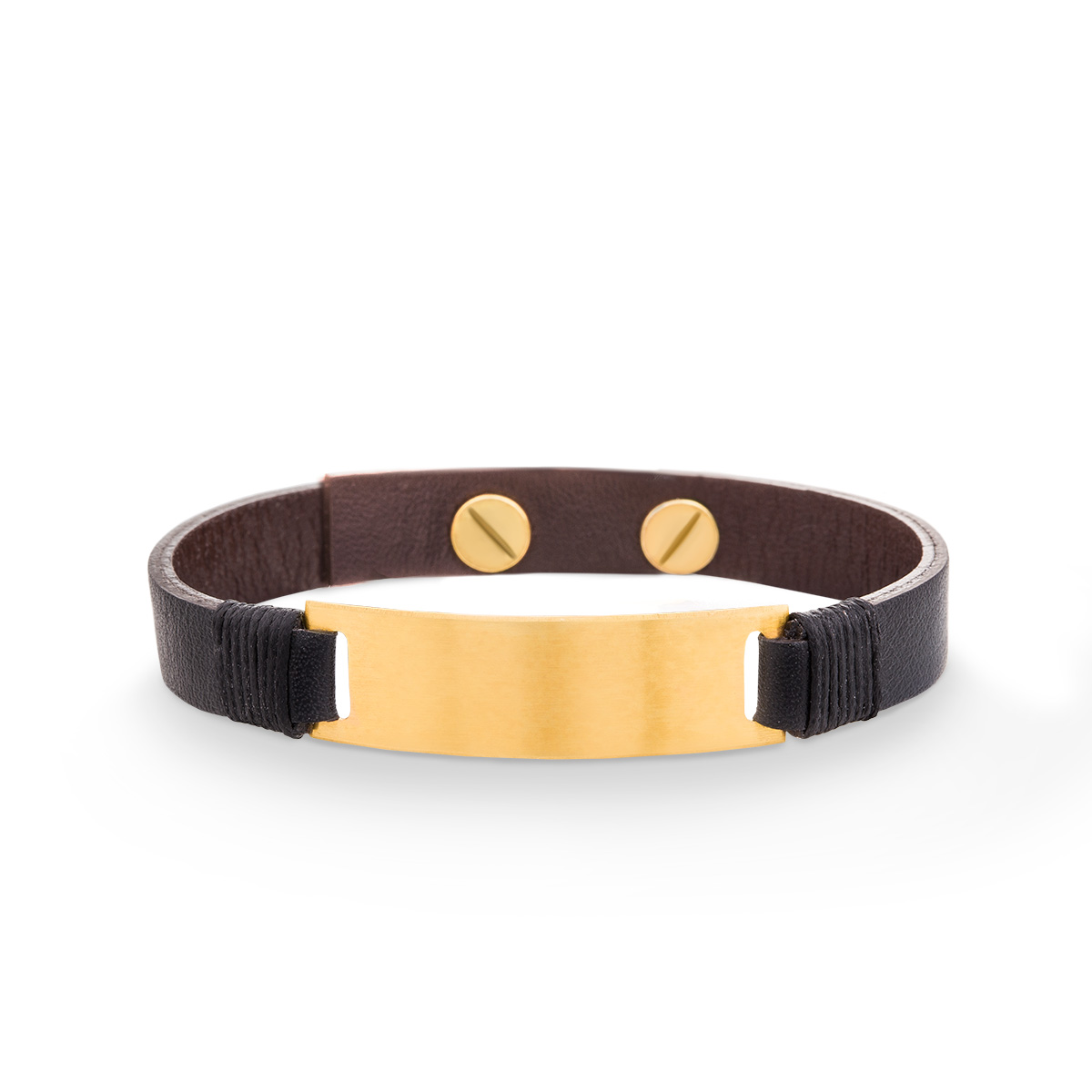 دستبند چرم و طلا  کد BBH001-2