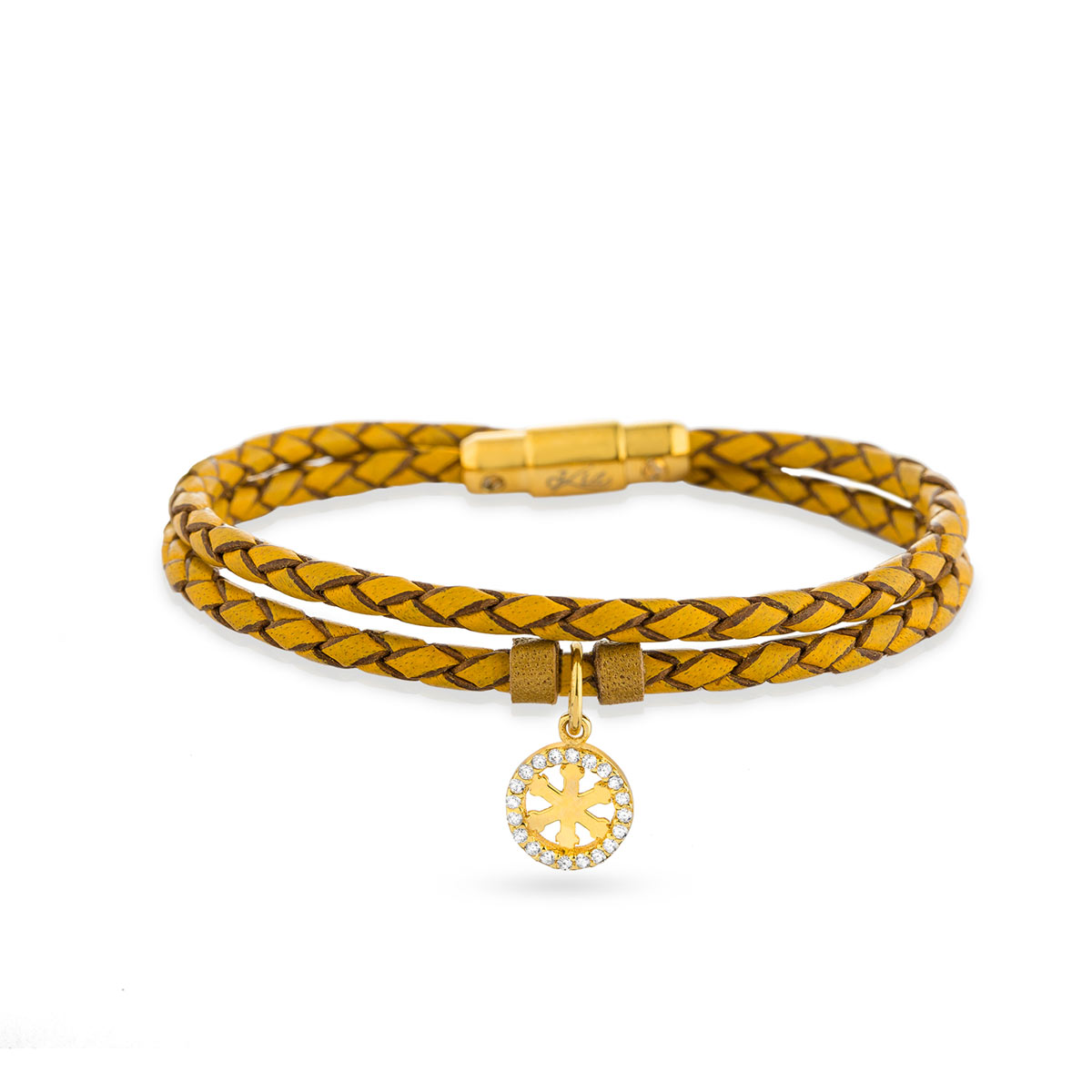 دستبند چرم و طلا  کد BTR039