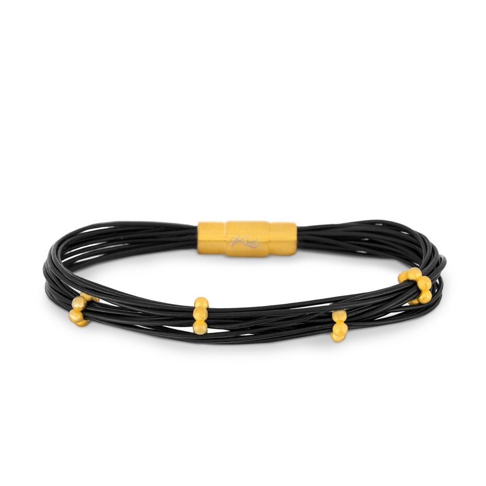 دستبند چرم و طلا  کد BM304