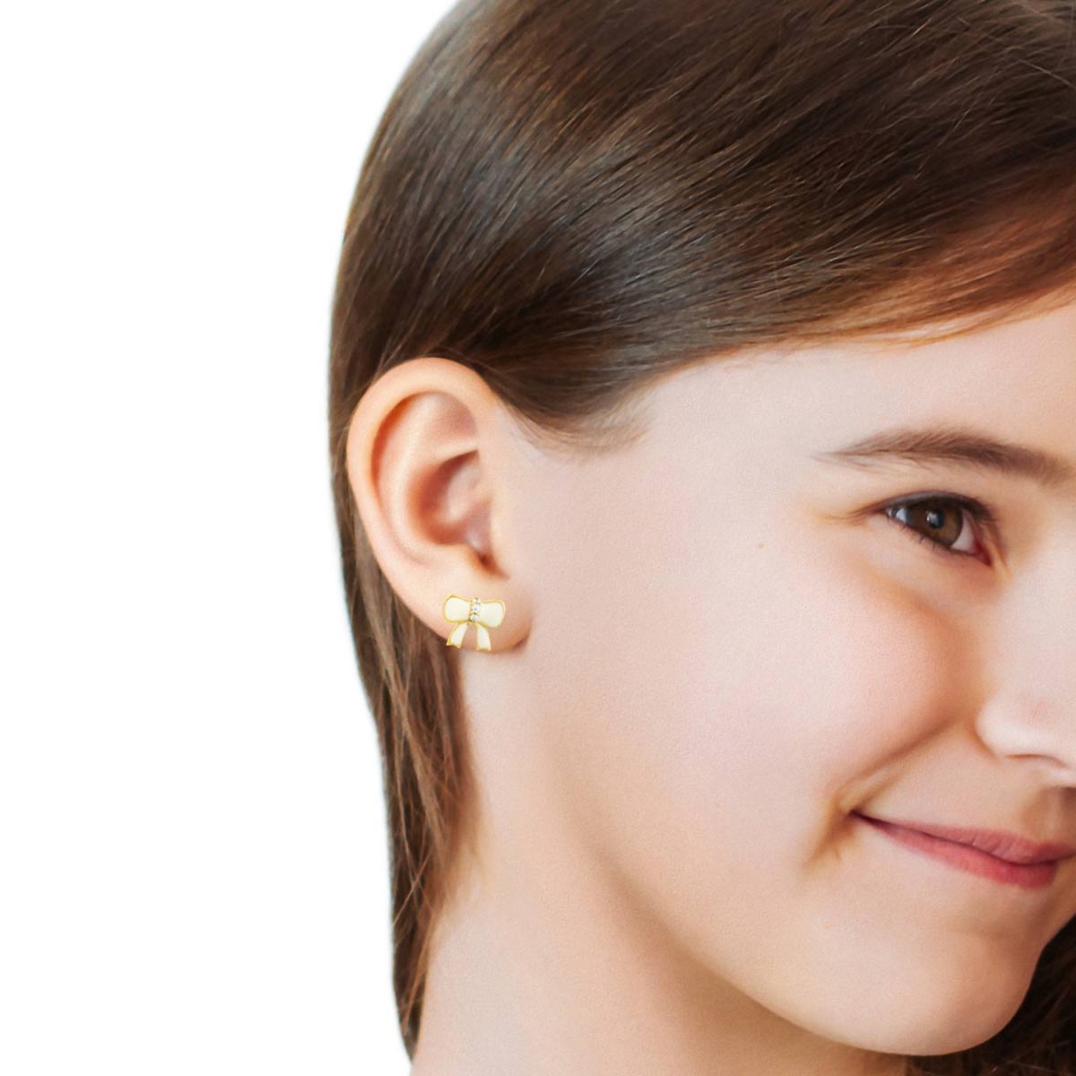 گوشواره گوشواره میخی طلا طرح پاپیون سفید کد EMOH129