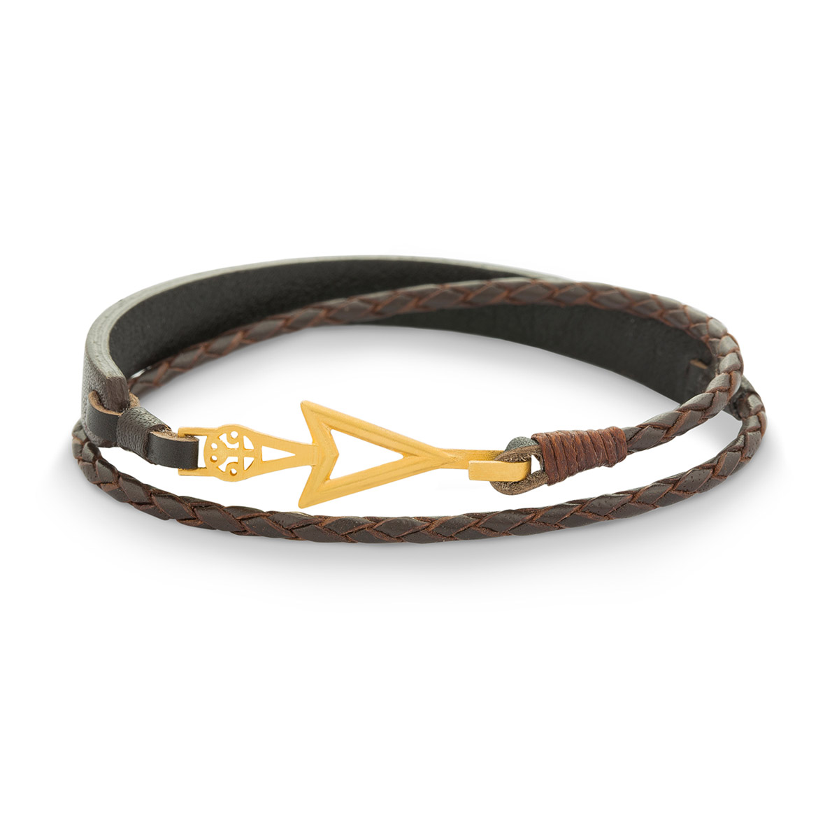 دستبند چرم و طلا  کد BM234