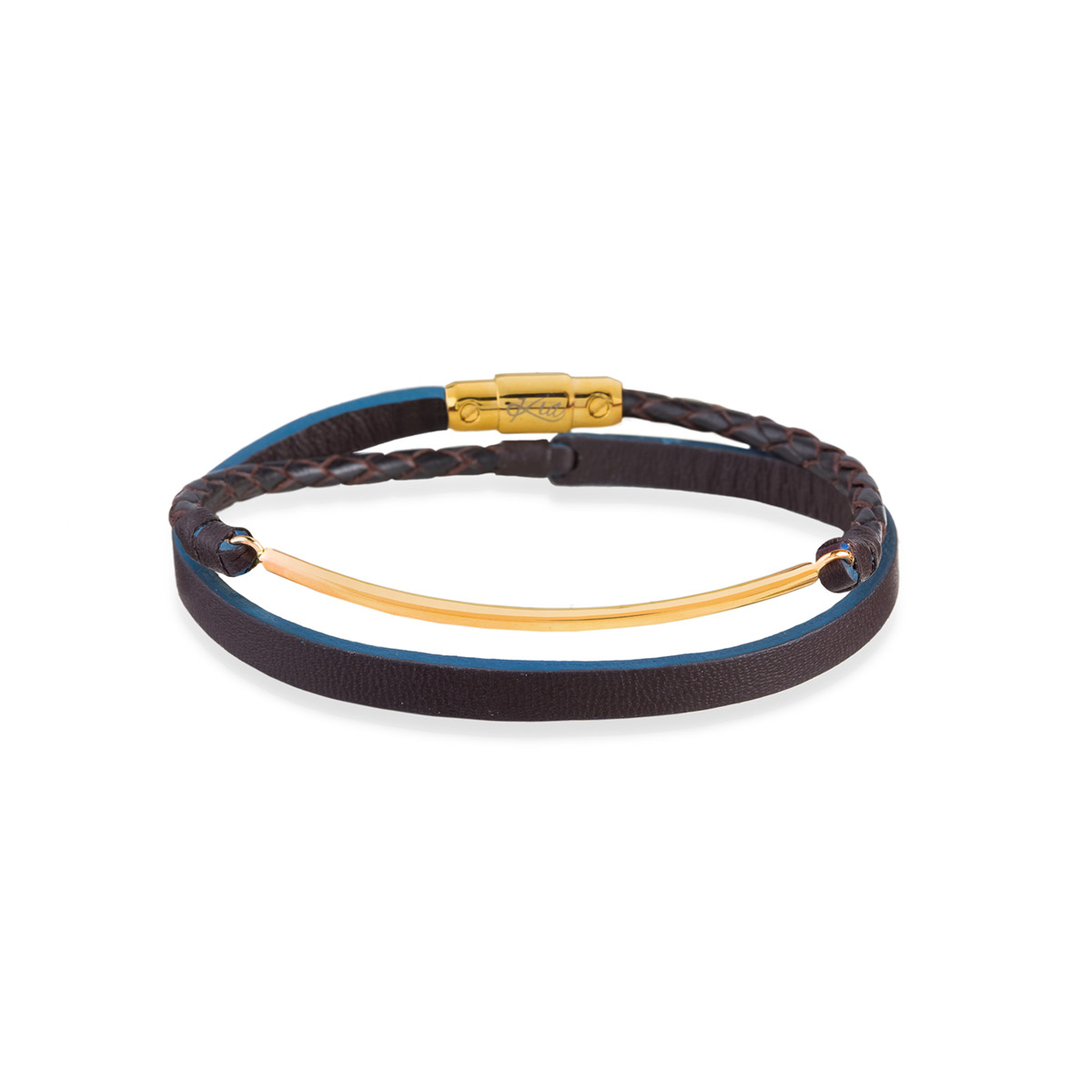 دستبند چرم و طلا  کد BMOH013