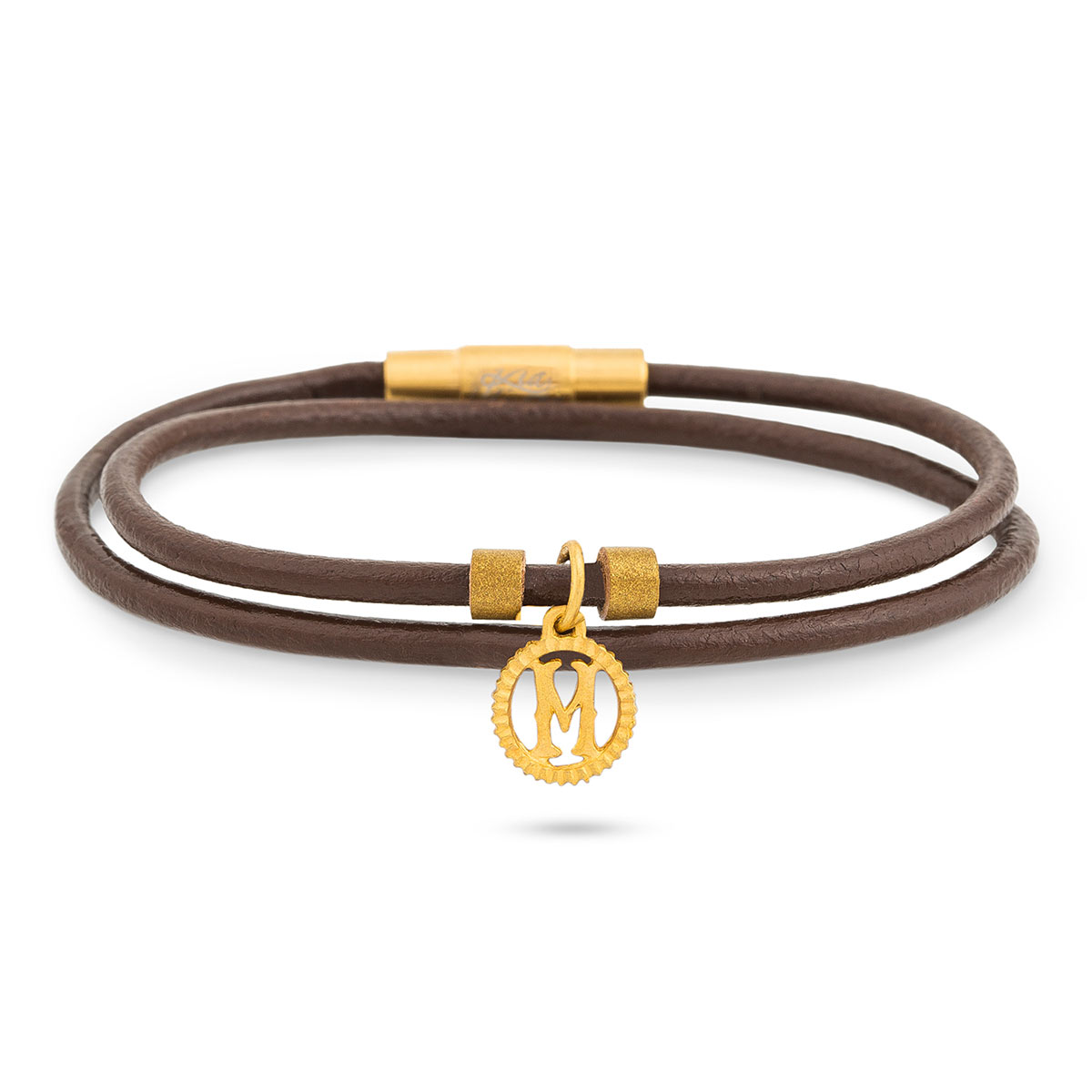 دستبند چرم و طلا  کد BAS069-013