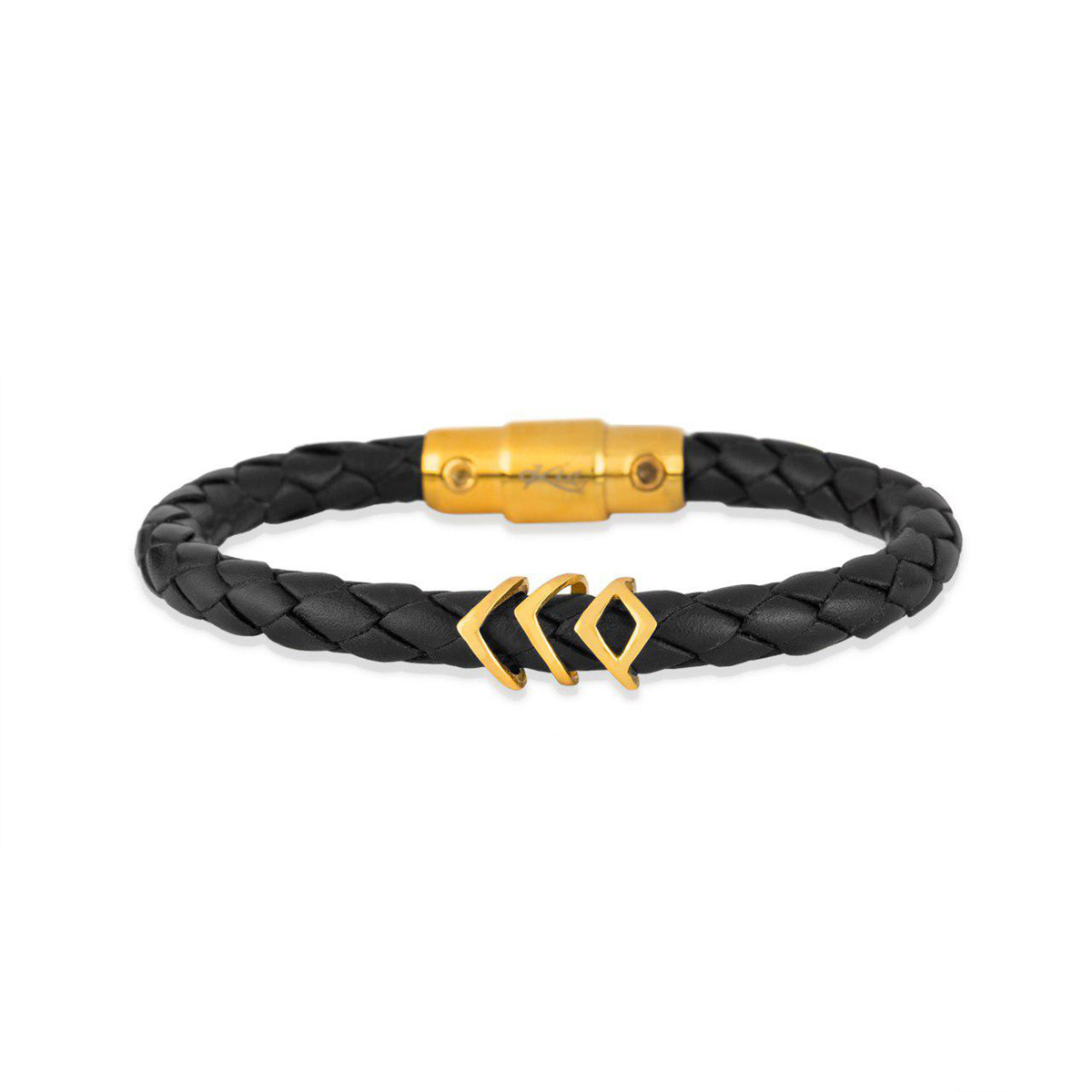 دستبند چرم و طلا  کد BM224