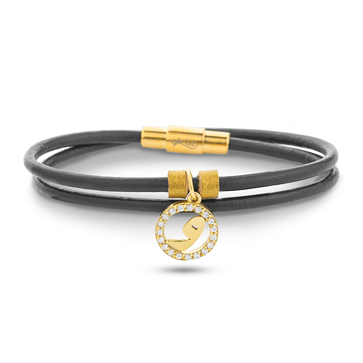 دستبند چرم و طلا  کد BM125-031