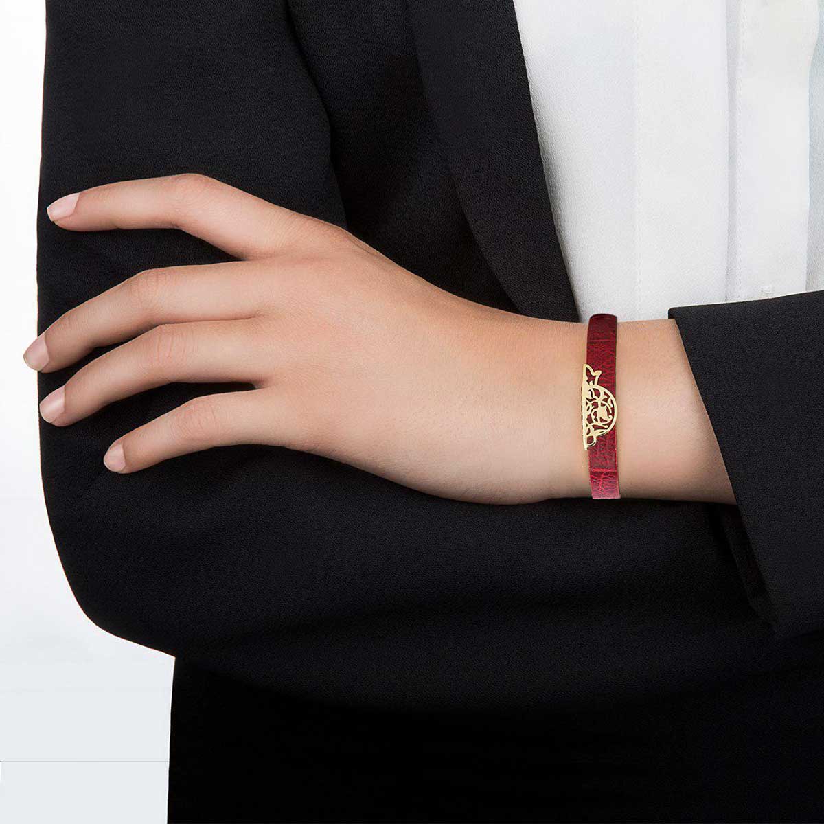 دستبند چرم و طلا  کد BM210