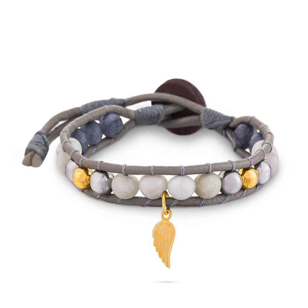 دستبند چرم و طلا  کد BMD002