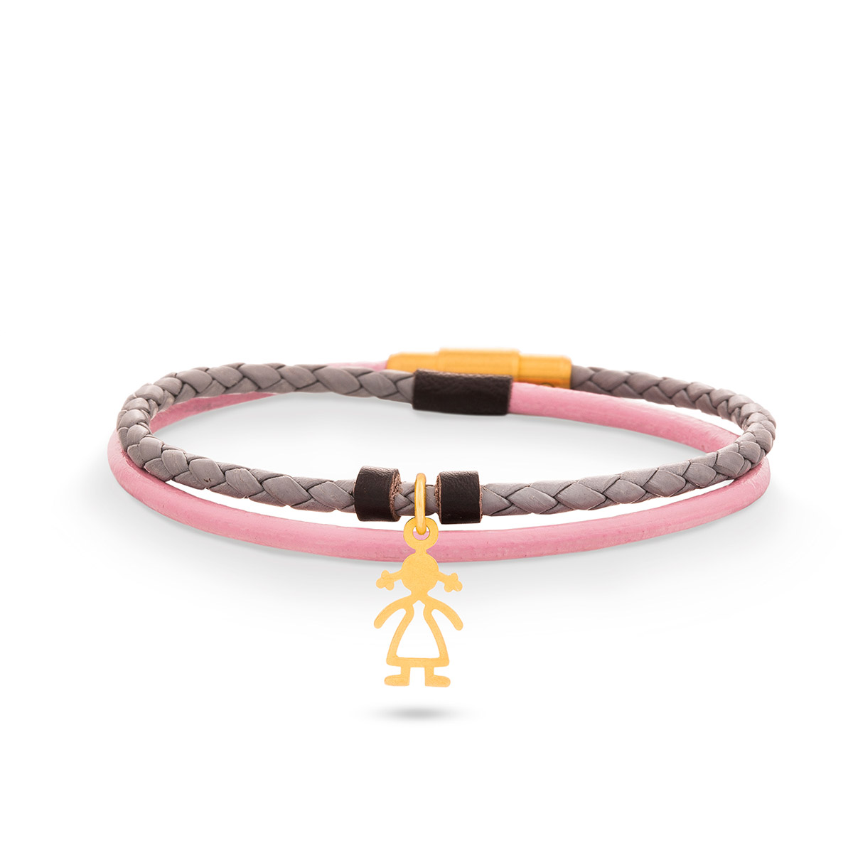 دستبند چرم و طلا  کد BR095-2