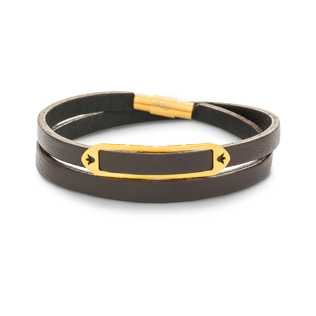 دستبند چرم و طلا  کد BM277