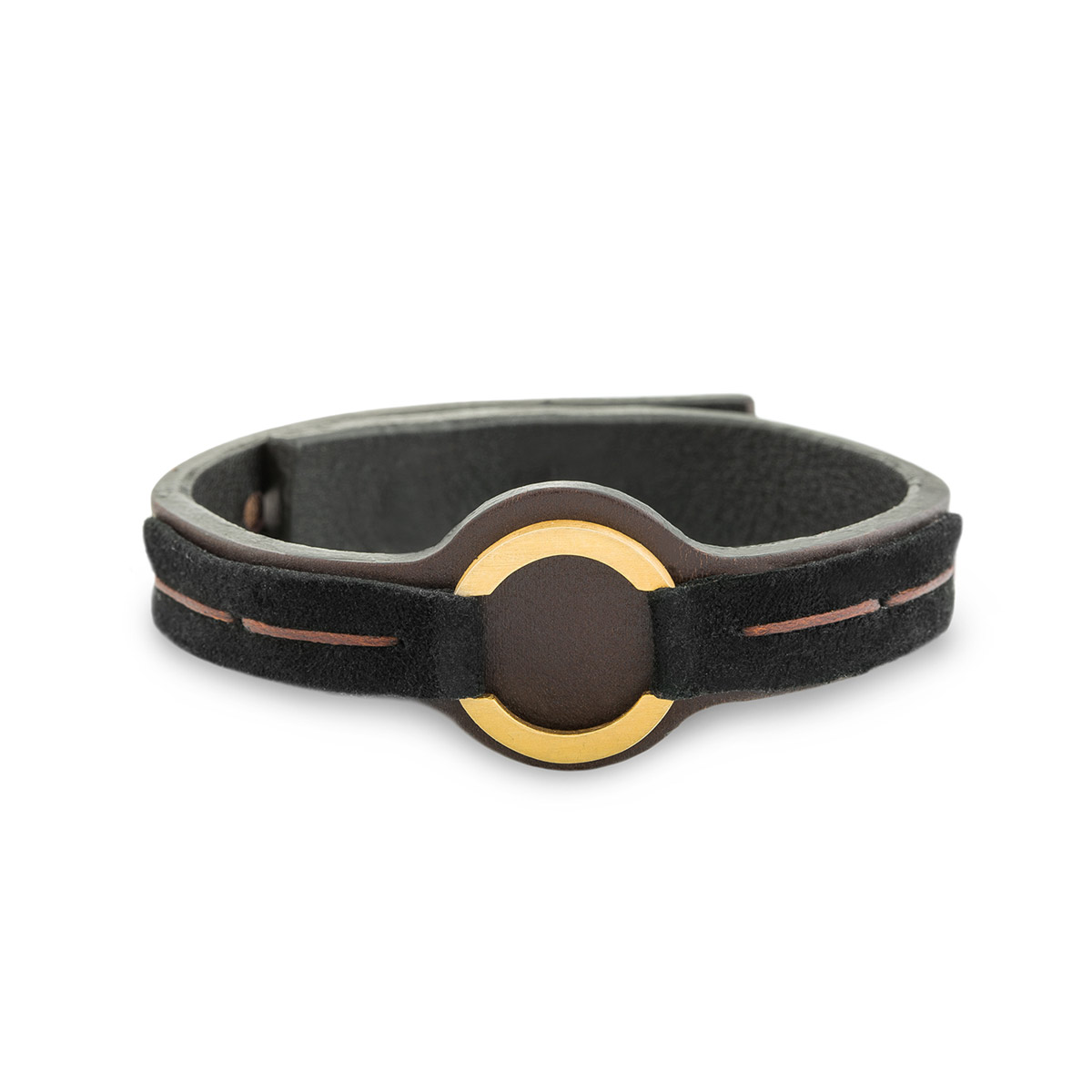 دستبند چرم و طلا  کد BM105