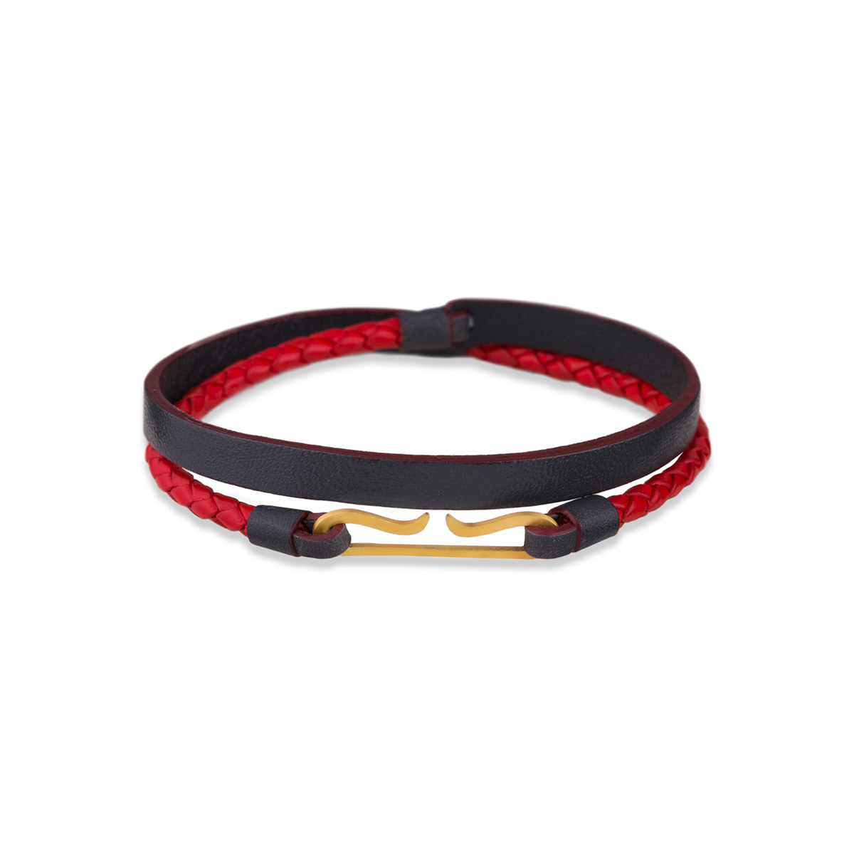 دستبند چرم و طلا  کد BM331