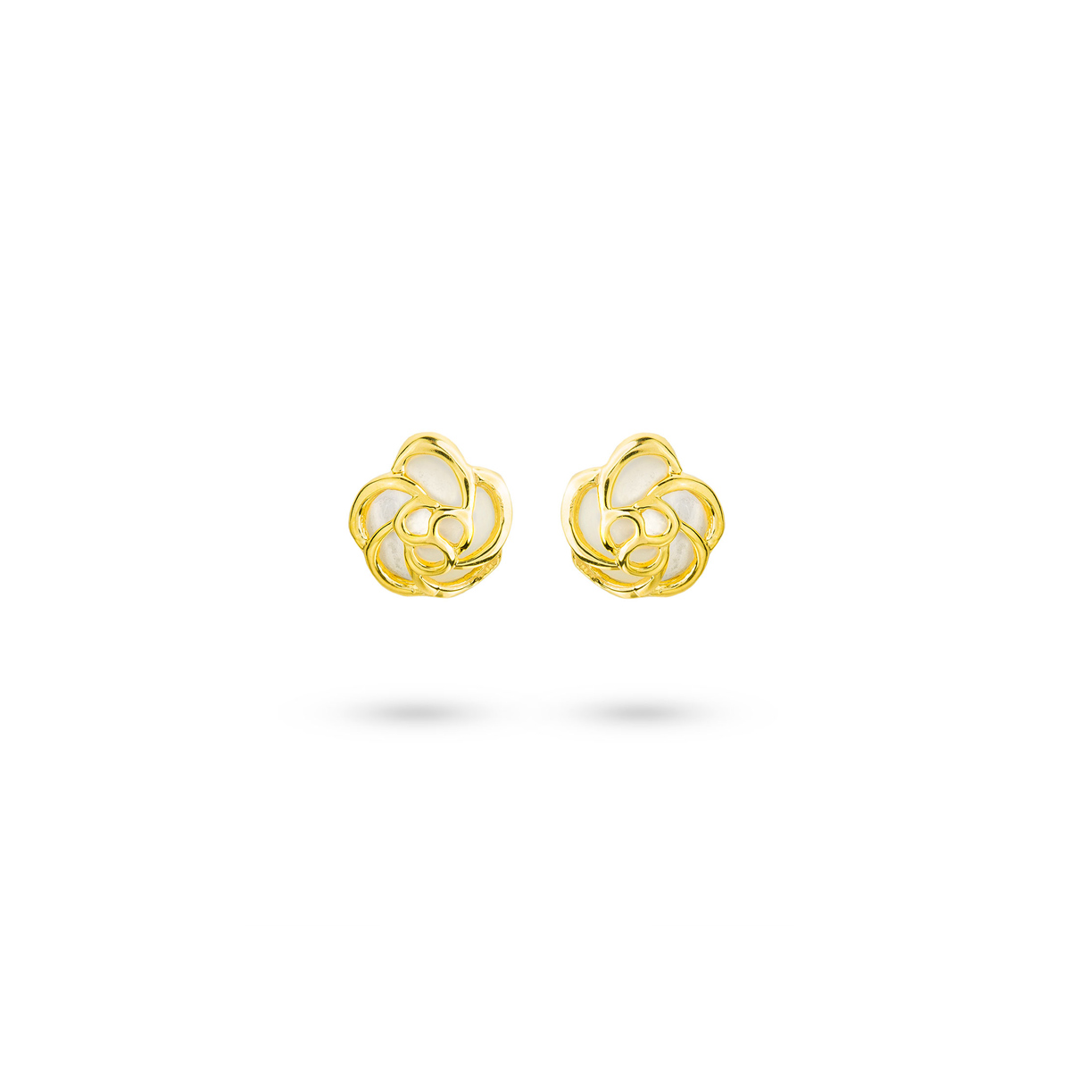 گوشواره گوشواره میخی طلا طرح گل رز پشت سنگ کد EM109