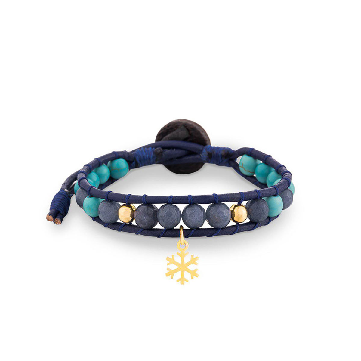 دستبند چرم و طلا  کد BMD007