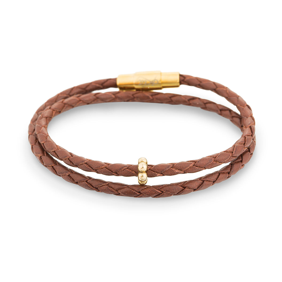 دستبند چرم و طلا  کد BM251