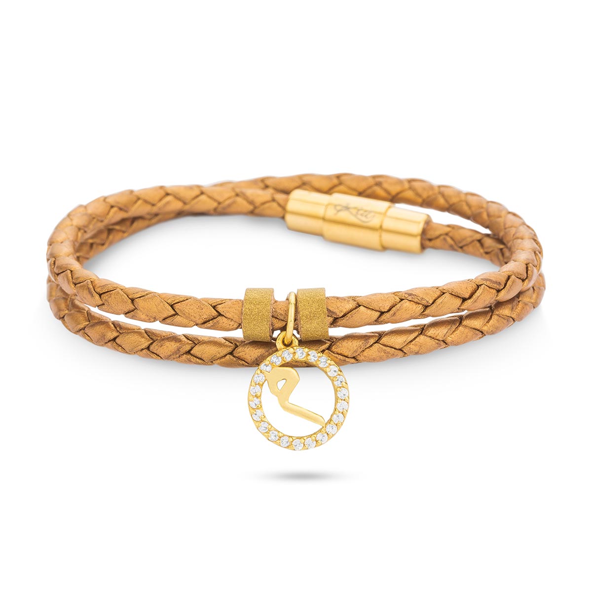 دستبند چرم و طلا  کد BM125-029