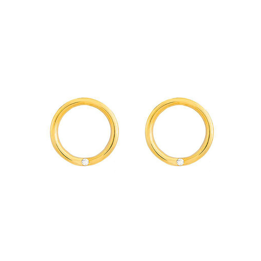 گوشواره گوشواره میخی طلا طرح دایره تک نگین کد EM173