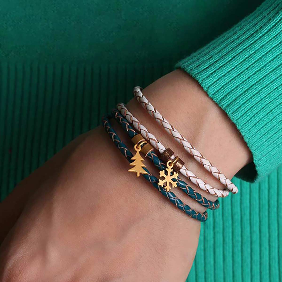 دستبند چرم و طلا  کد BR102