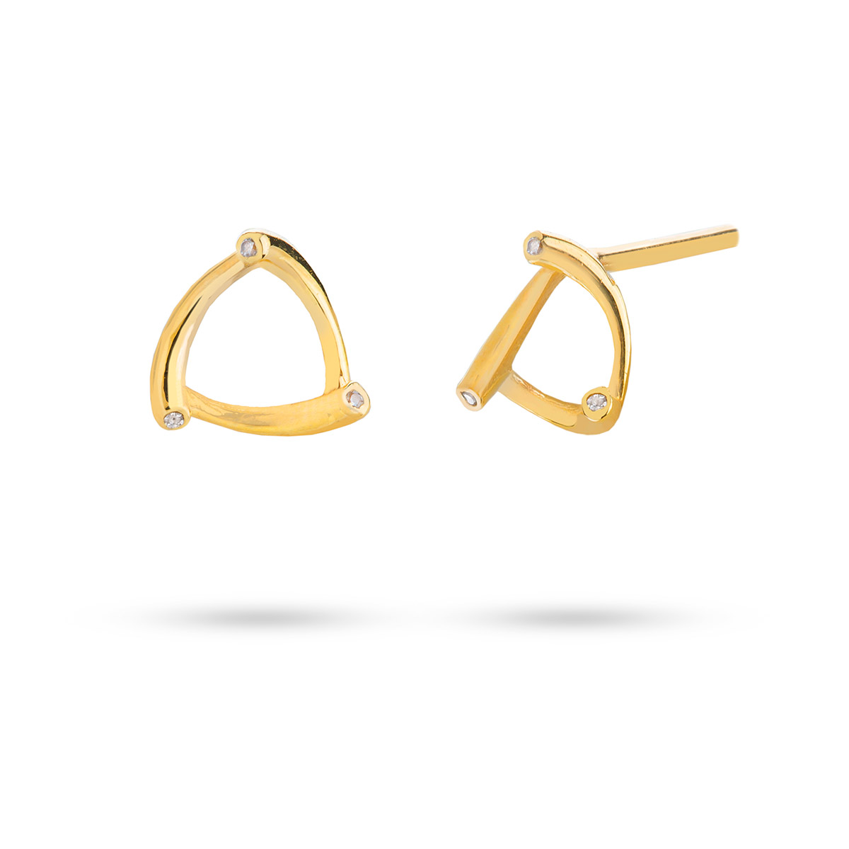 گوشواره گوشواره میخی طلا طرح مثلث دفرمه کد EM281