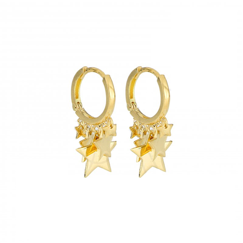 گوشواره گوشواره حلقه ای آویز دار طلا طرح ستاره کد RZE-1025
