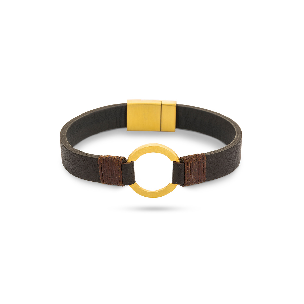 دستبند چرم و طلا  کد BM105-2