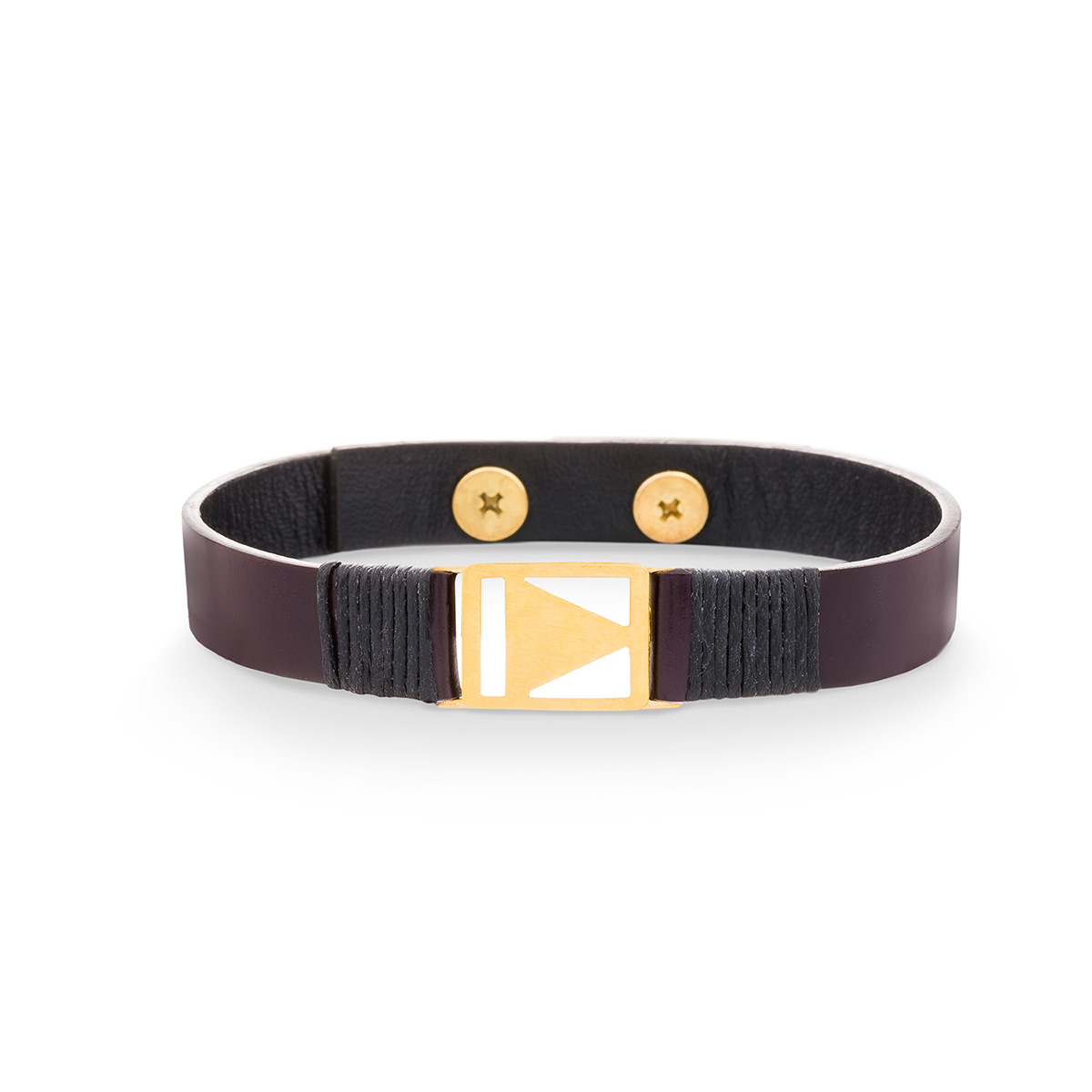 دستبند چرم و طلا  کد BM173