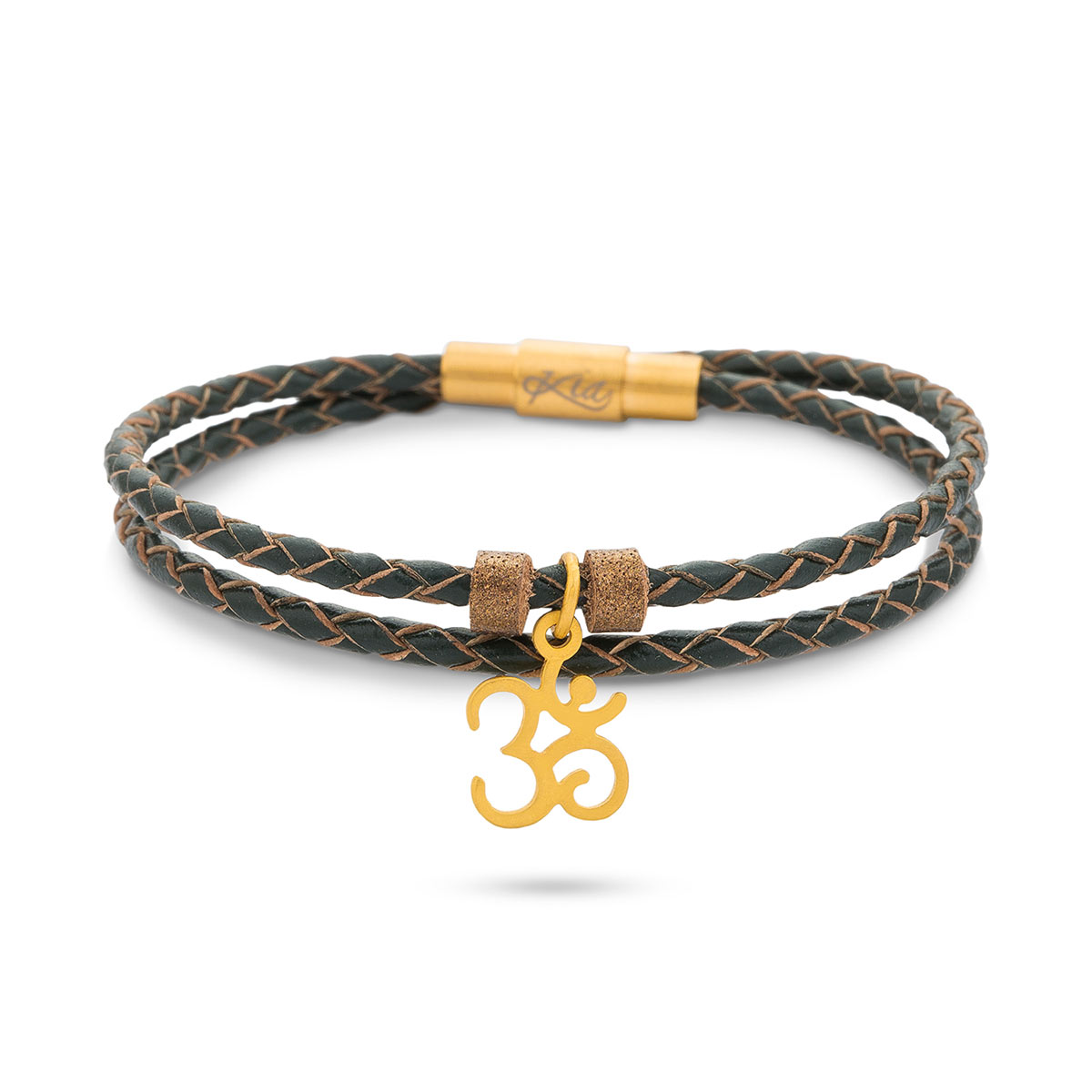 دستبند چرم و طلا  کد BR081