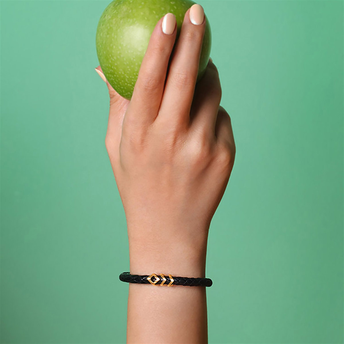 دستبند چرم و طلا  کد BM224