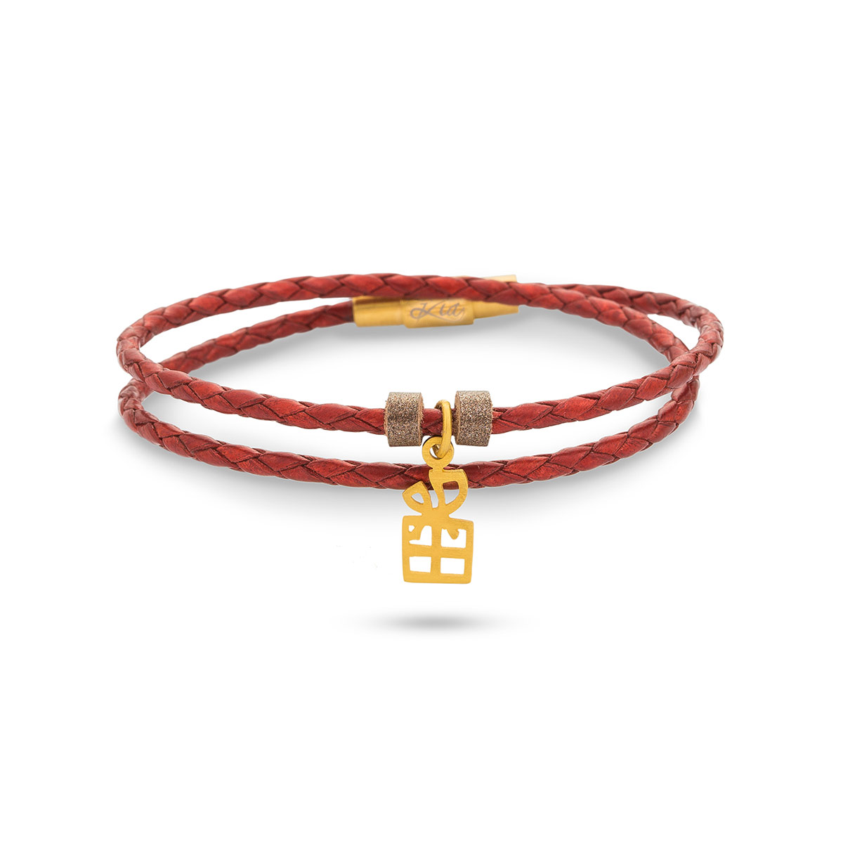 دستبند چرم و طلا  کد BR078