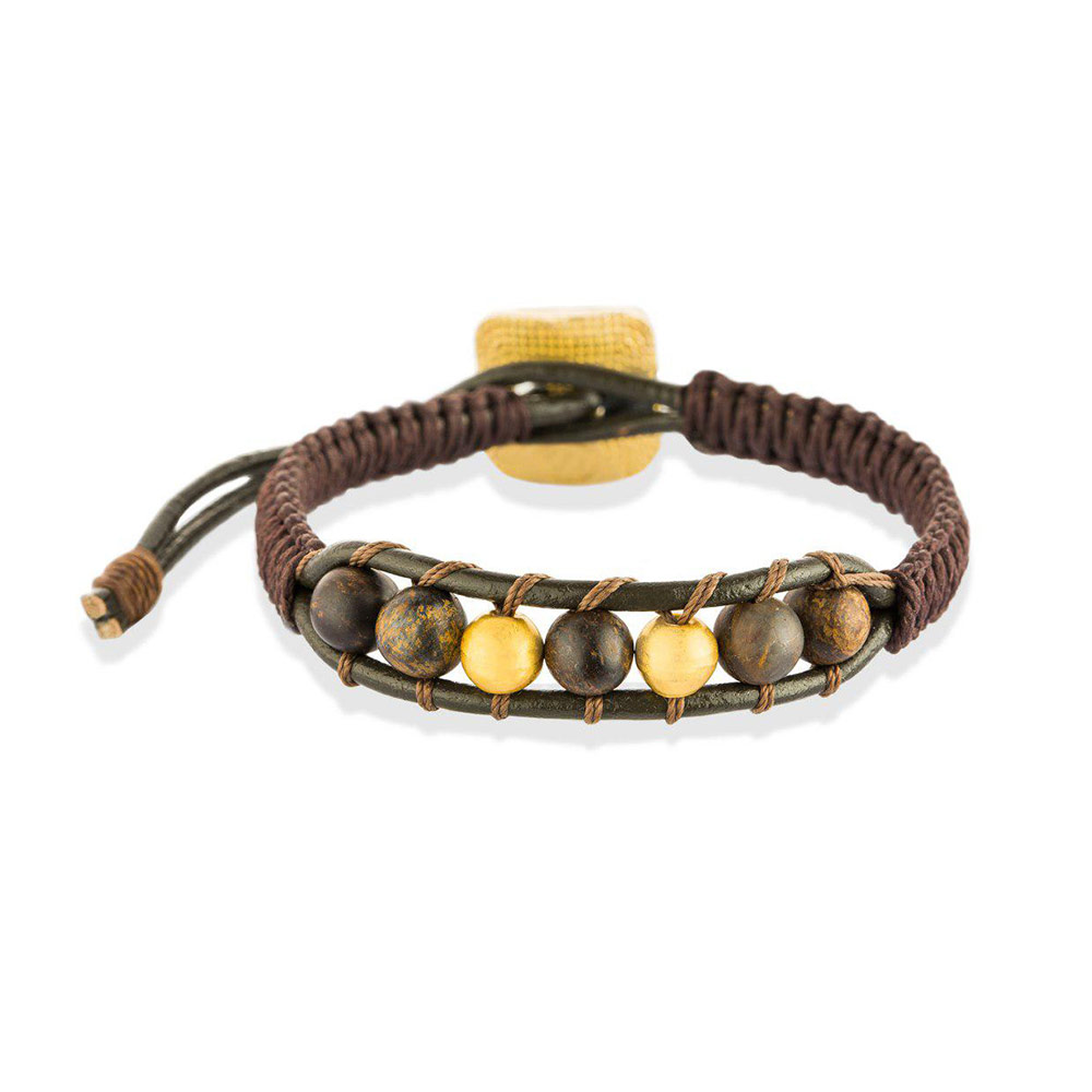 دستبند چرم و طلا  کد BMD011