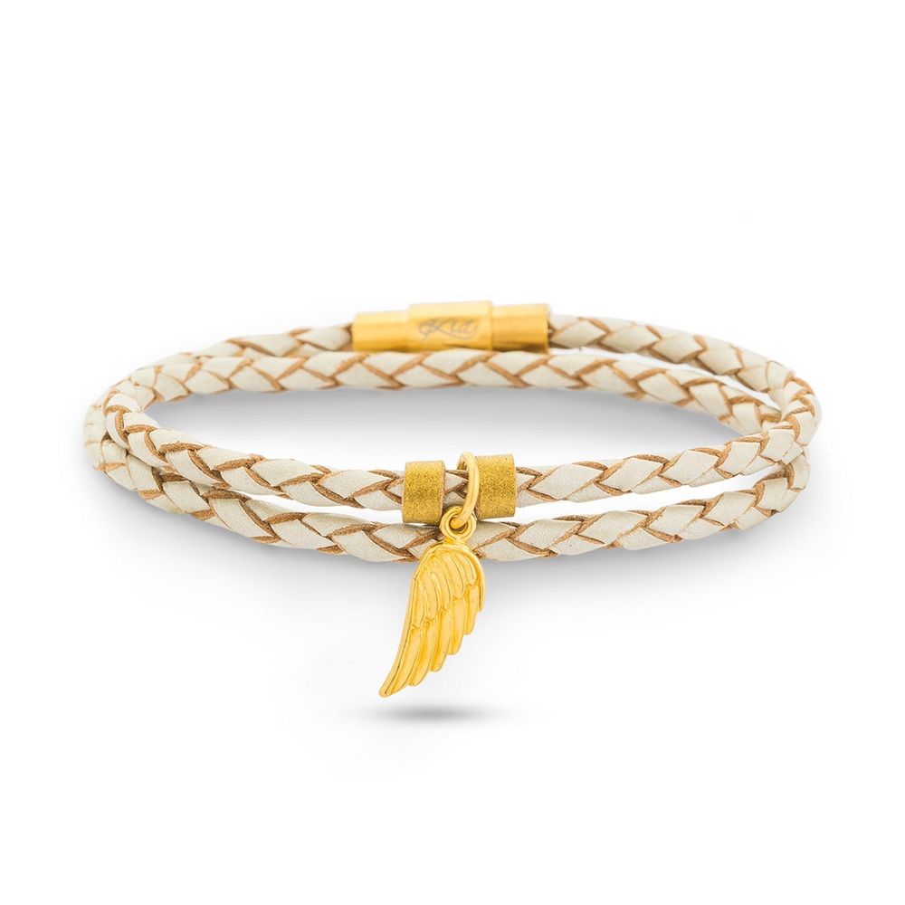 دستبند چرم و طلا  کد BM108