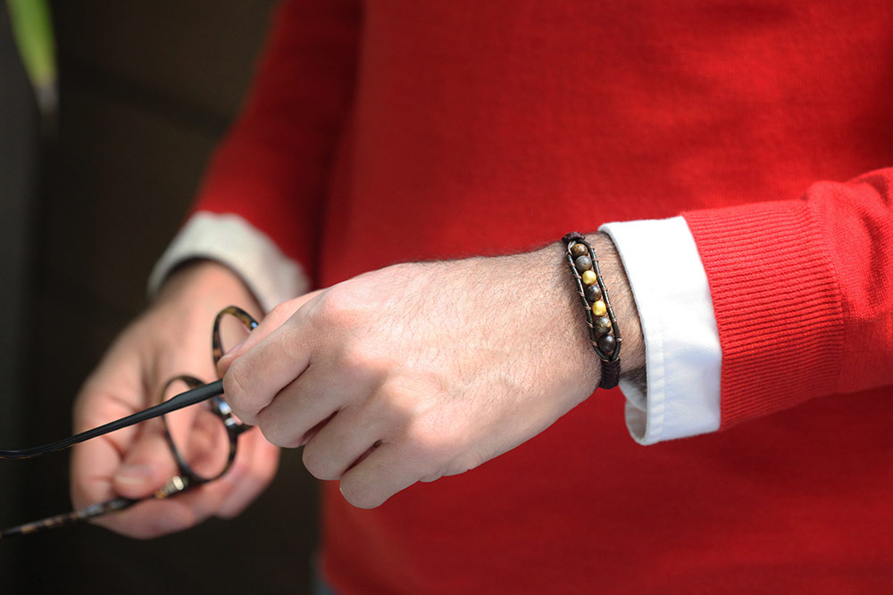 دستبند چرم و طلا  کد BMD011