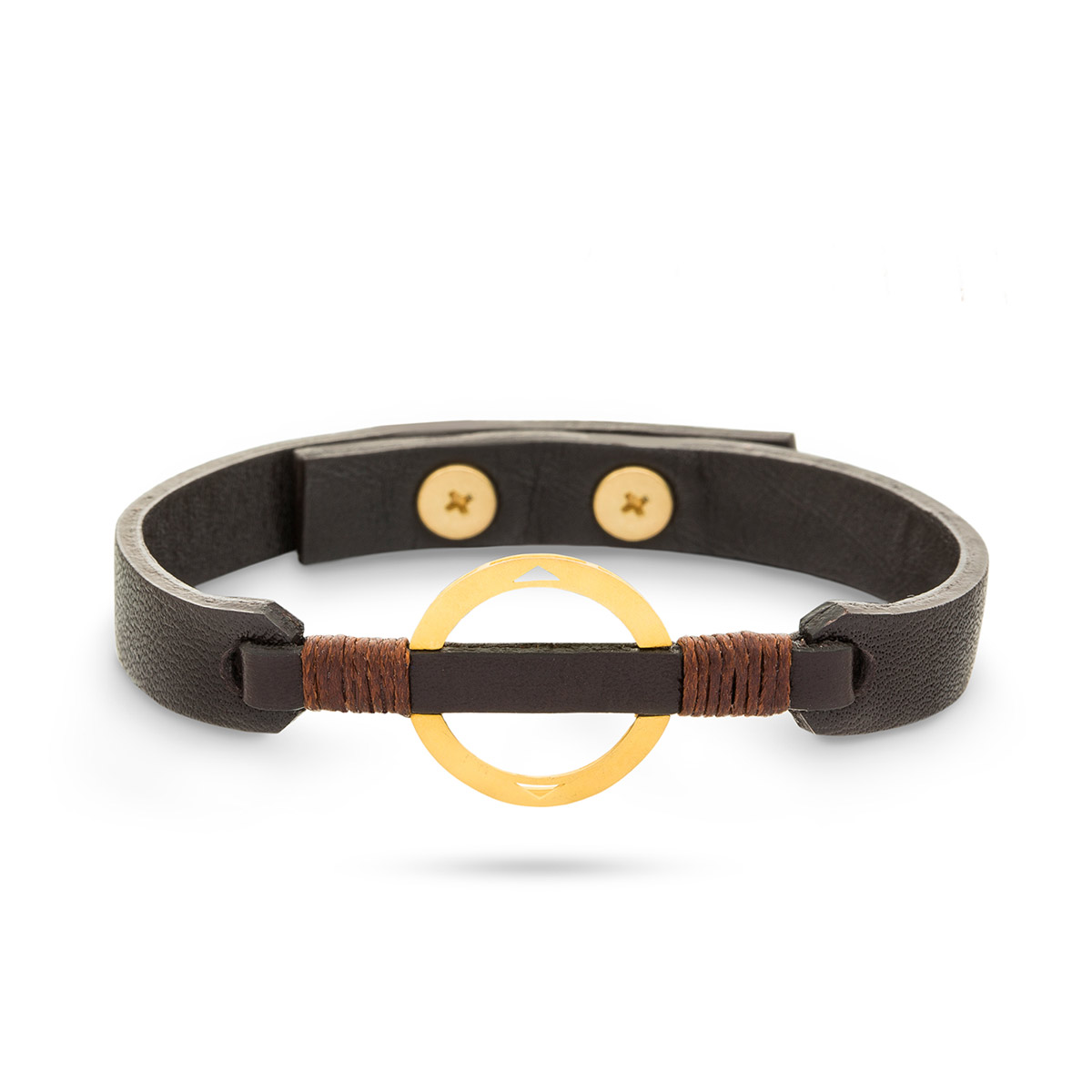 دستبند چرم و طلا  کد BM293