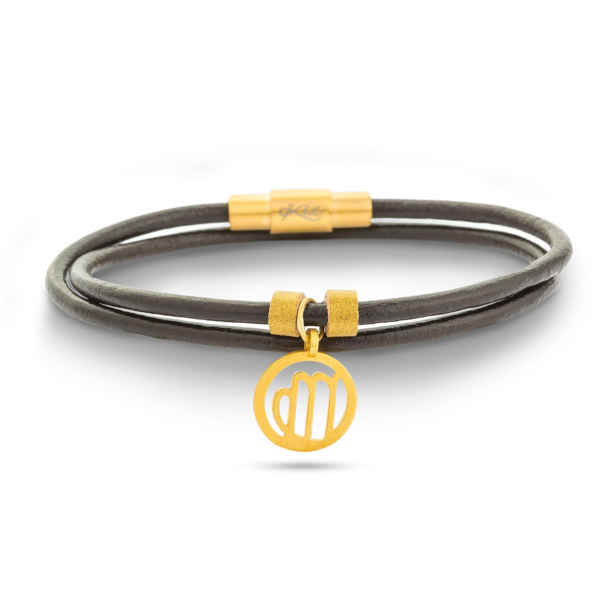 دستبند چرم و طلا  کد BR063-06