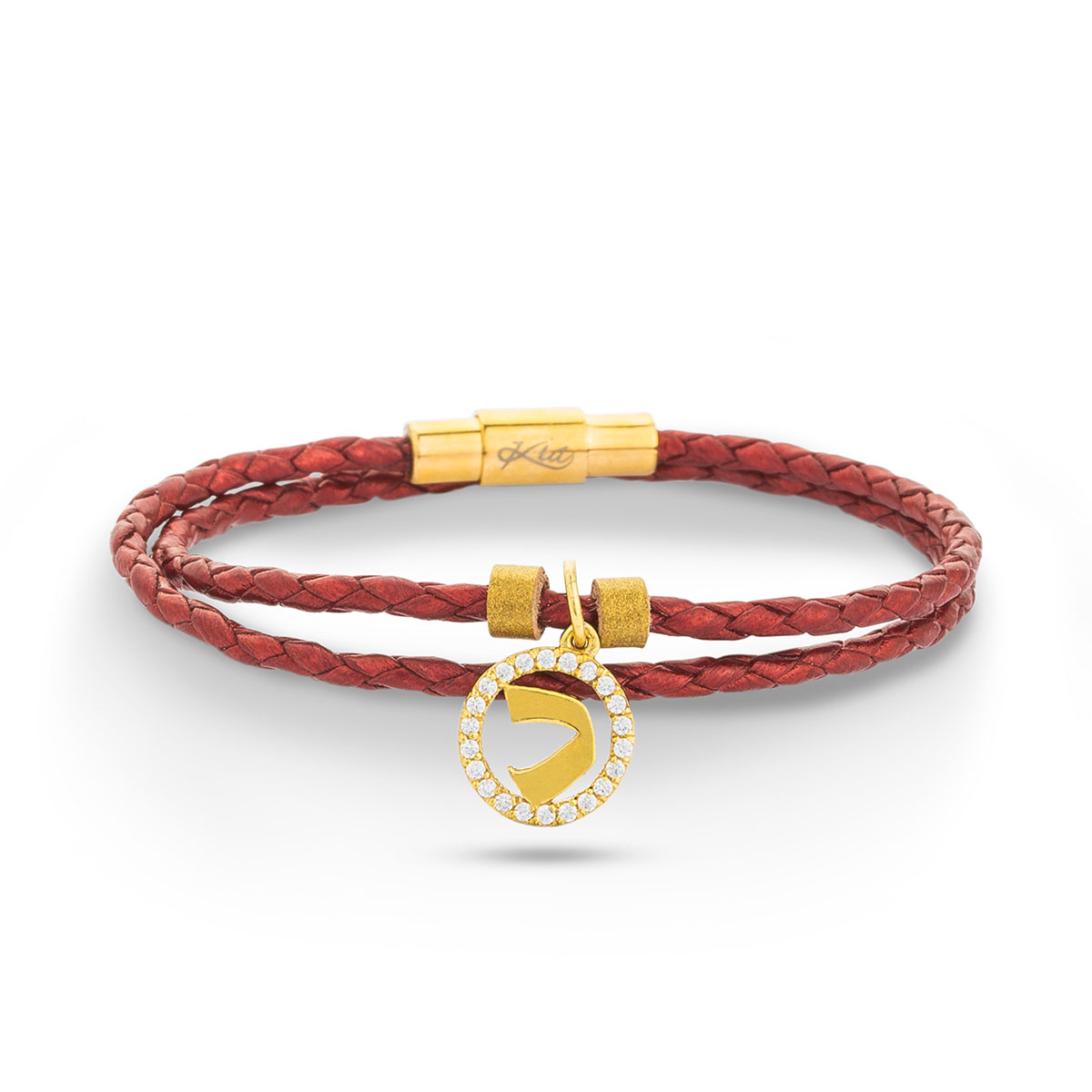 دستبند چرم و طلا  کد BM125-011