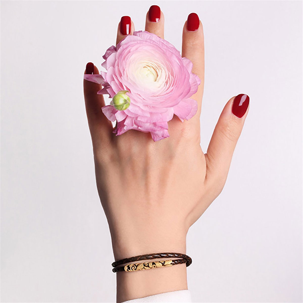 دستبند چرم و طلا  کد BM272